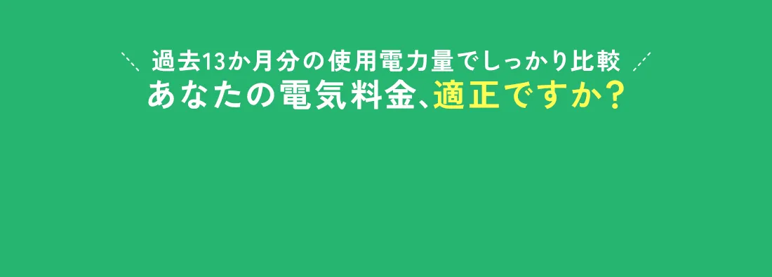 過去13ヶ月分の使用電気量でしっかり比較 あなたの電気料金、適正ですか？